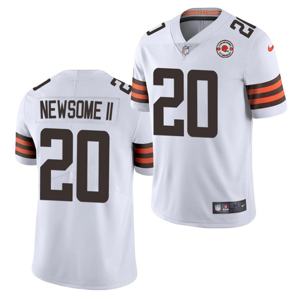 Men's Cleveland Browns #20 Greg Newsome II 2021 White 75th Anniversary Vapor Untouchable Limited Stitched NFL Jersey